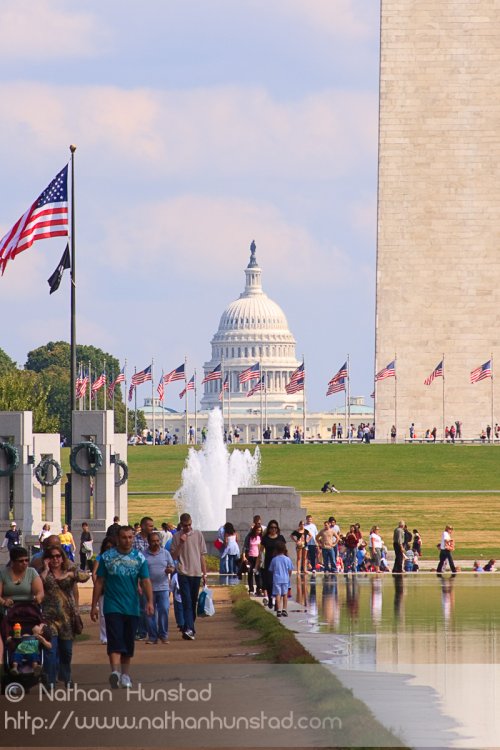 The U.S. Capitol behind the Washington Monument